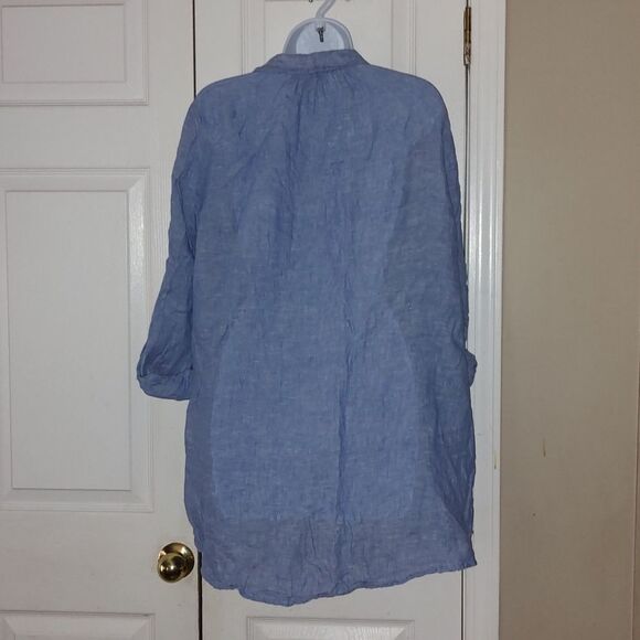 JNY Jones New York blue 100% linen tunic top  Sz 1X - Picture 4 of 5